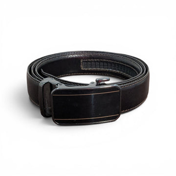 Burgundy Glaze Auto-Lock Leather Belt for Men – Wine Brown Ratchet Sliding Buckle Adjustable Dress Casual Belt