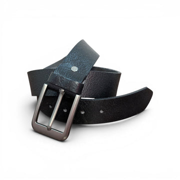 Raven Pebbled Leather Belt for Men – Black Classic Pin Buckle Formal Casual Textured Belt