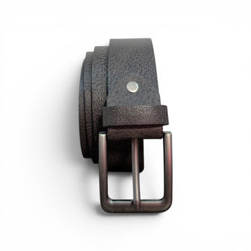 Espresso Pebble Grain Leather Belt for Men – Dark Brown Textured Gunmetal Buckle Formal Casual Belt