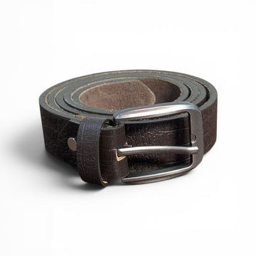 Vintage Olive Leather Belt for Men – Distressed Olive Brown Classic Pin Buckle Casual Formal Belt